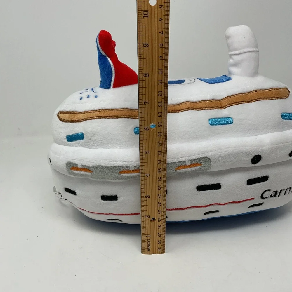 Carnival Cruise Line Plush Toy Ship Souvenir White Red Blue 12 Inch